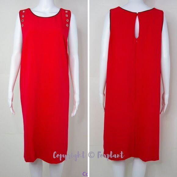 NEW Julia Jordan red sleeveless shift dress with mental cut-out detail, 16 - Picture 4 of 16
